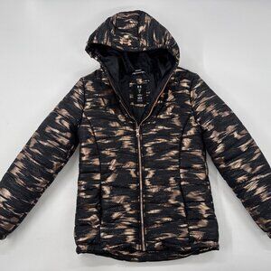 Under Armour Girls Hooded Coat Puffer Youth Large Storm Black Rose Gold Winter